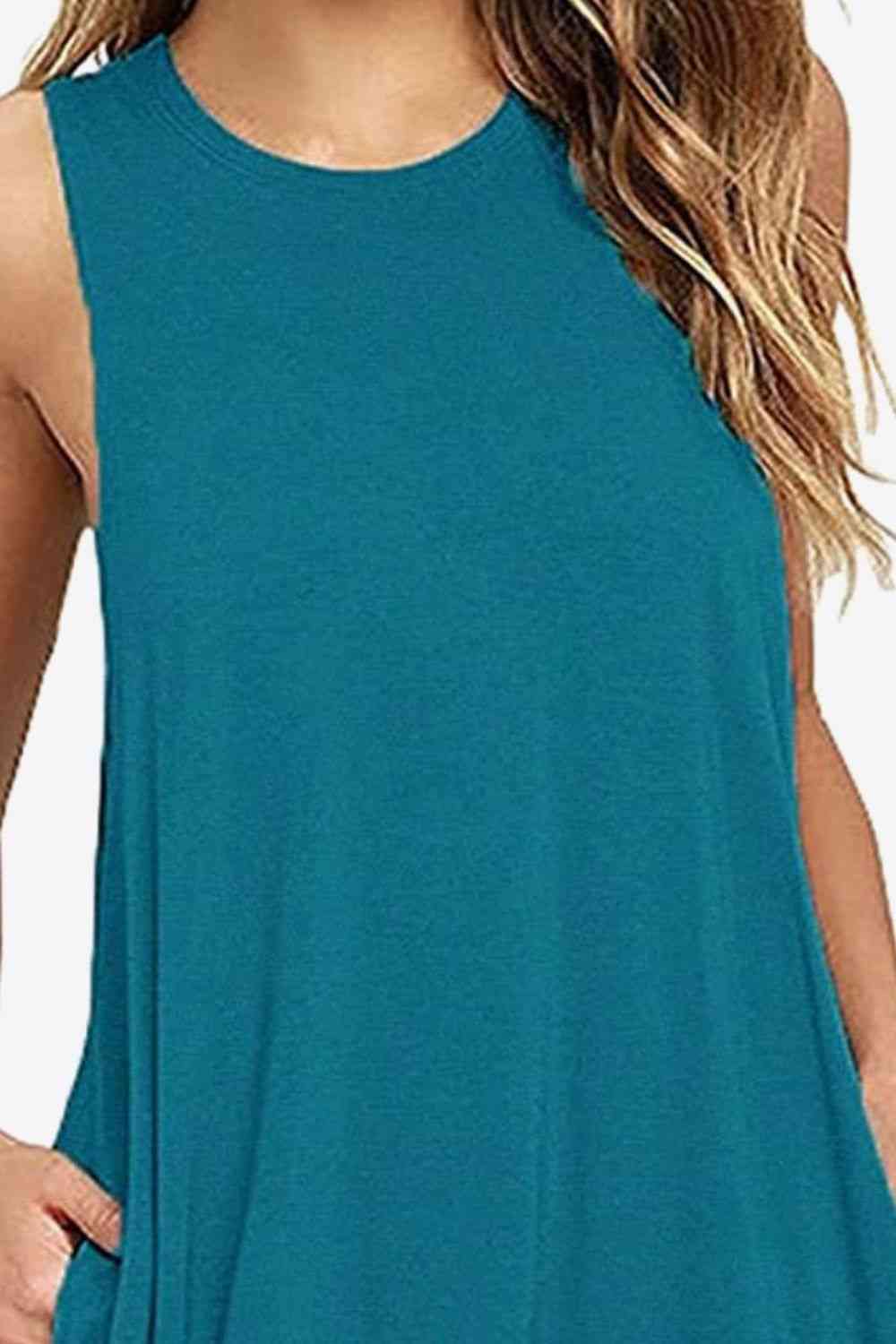Full Size Round Neck Sleeveless Dress with Pockets -BazaarBey - www.shopbazaarbey.com