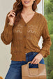 Openwork V-Neck Cardigan Bazaarbey