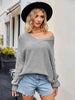 V-Neck Ribbed Dropped Shoulder Knit Top Trendsi