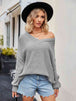 V-Neck Ribbed Dropped Shoulder Knit Top Trendsi
