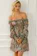 Printed Smocked Lantern Sleeve Tiered Dress -BazaarBey - www.shopbazaarbey.com