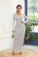 Round Neck Long Sleeve Maxi Wrap Dress -BazaarBey - www.shopbazaarbey.com