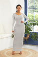 Round Neck Long Sleeve Maxi Wrap Dress -BazaarBey - www.shopbazaarbey.com