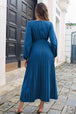 Pleated Long Sleeve  Maxi Dress -BazaarBey - www.shopbazaarbey.com