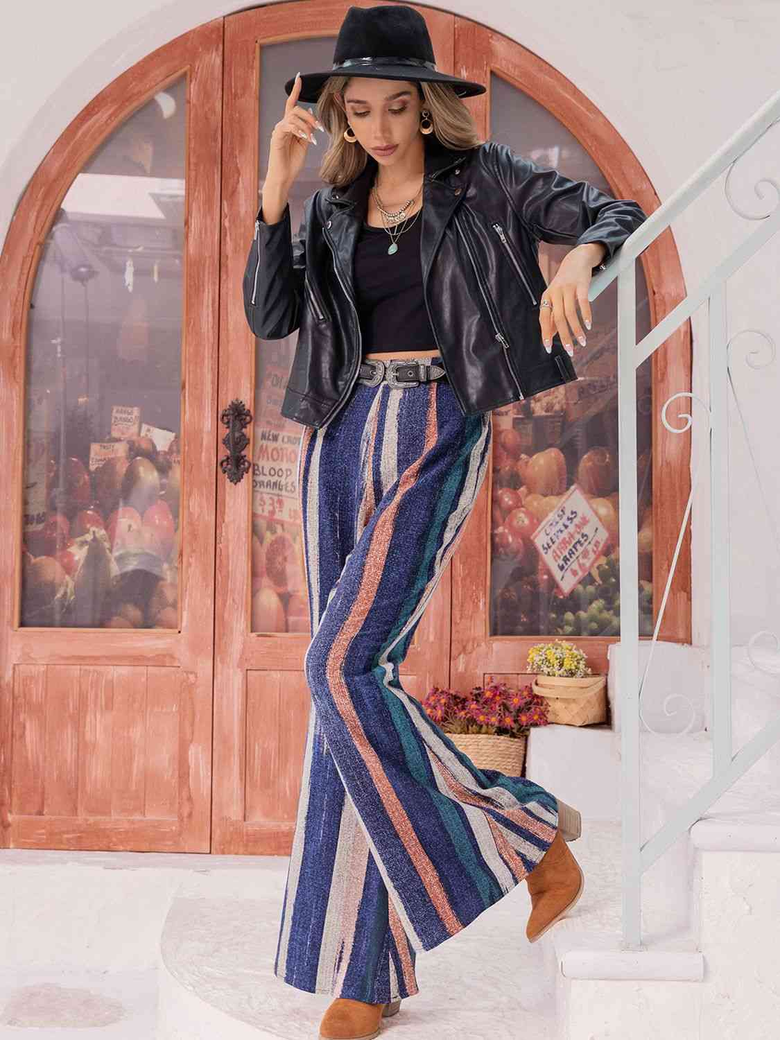 Striped Flare Leg Pants Bazaarbey