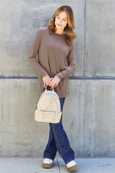  Full Size Round Neck Long Sleeve Top Trendsi
