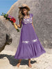 Embroidered Square Neck Ruffle Hem Dress -BazaarBey - www.shopbazaarbey.com