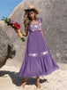 Embroidered Square Neck Ruffle Hem Dress -BazaarBey - www.shopbazaarbey.com