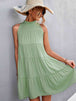 Tie Back Mock Neck Tiered Dress -BazaarBey - www.shopbazaarbey.com