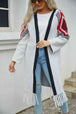  Geometric  Hem Open Front Duster Cardigan Bazaarbey