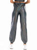 Glitter Elastic Waist Pants with Pockets Bazaarbey