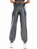 Glitter Elastic Waist Pants with Pockets Bazaarbey