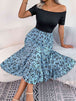 Printed Off-Shoulder Ruffle Hem Dress -BazaarBey - www.shopbazaarbey.com