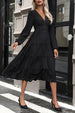 Tiered Ruched Button Up Midi Dress -BazaarBey - www.shopbazaarbey.com