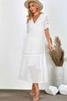  V-Neck Short Sleeve Midi Dress -BazaarBey - www.shopbazaarbey.com