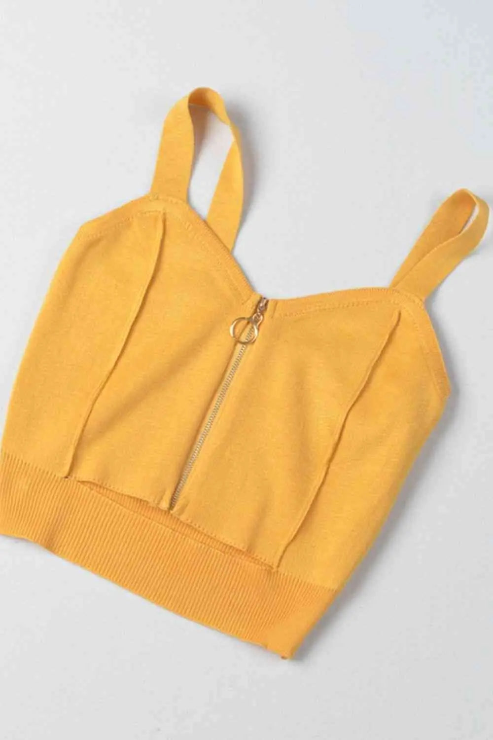 Zip-Up Cutout Sleeveless Knit Top Trendsi