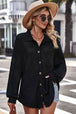 Waffle-Knit Collared Neck Dropped Shoulder Shirt Trendsi