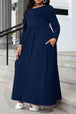 Plus Size Round Neck Long Sleeve Maxi Dress with Pockets -BazaarBey - www.shopbazaarbey.com