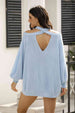 Ribbed Long Sleeve Cold Shoulder Knit Top Bazaarbey
