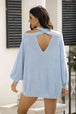 Ribbed Long Sleeve Cold Shoulder Knit Top Bazaarbey