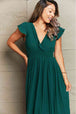 Tied Smocked Waist Flutter Sleeve Dress -BazaarBey - www.shopbazaarbey.com