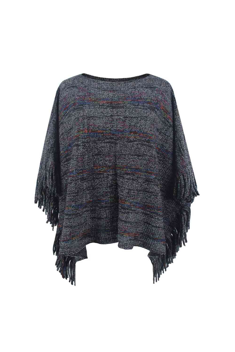 Round Neck Fringe Detail Sleeve Poncho Bazaarbey