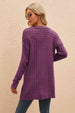 Openwork Horizontal Ribbing Open Front Cardigan Trendsi