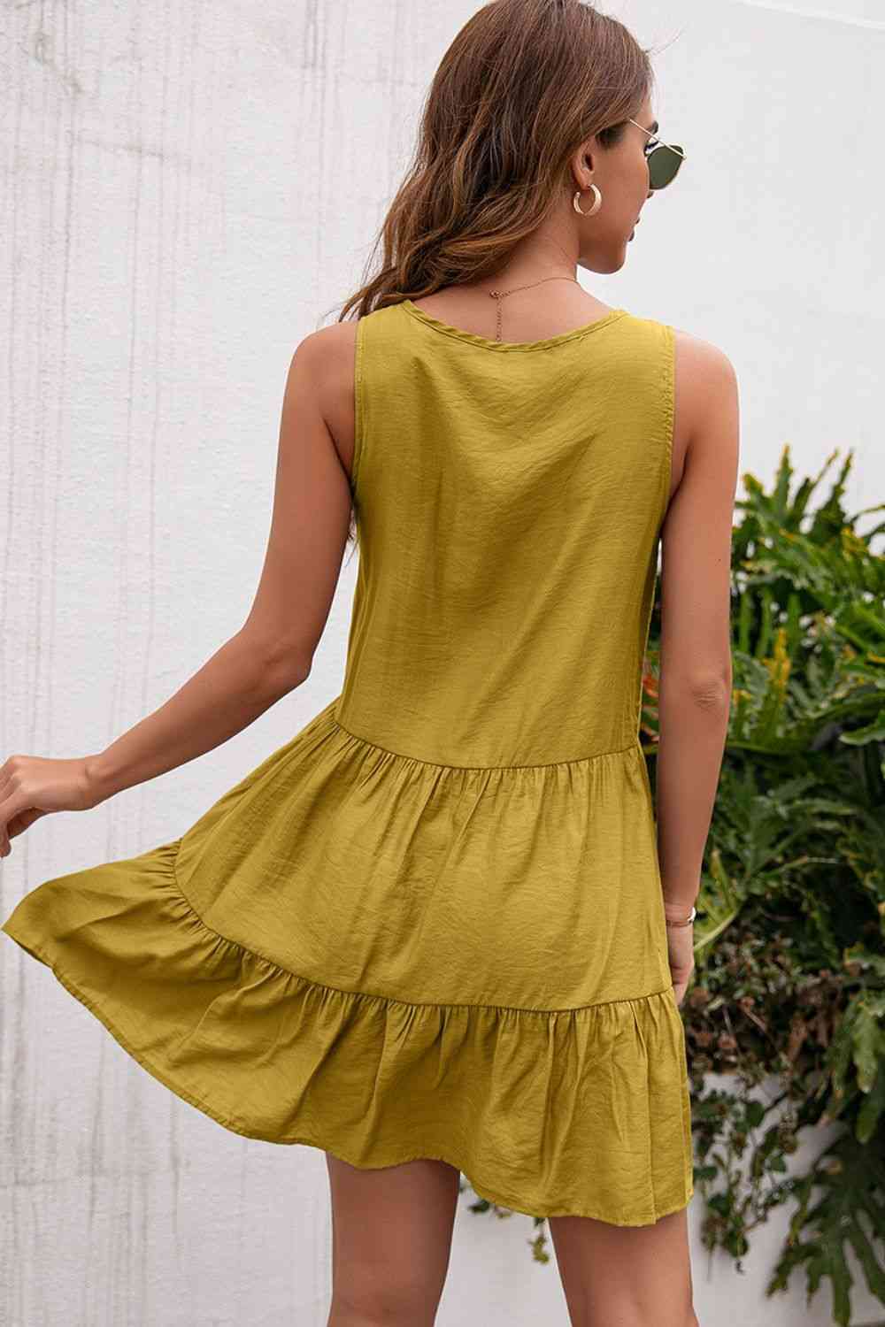Tassel Tie Lace Trim Sleeveless Dress -BazaarBey - www.shopbazaarbey.com