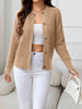 Round Neck Cable-Knit Buttoned Knit Top Trendsi