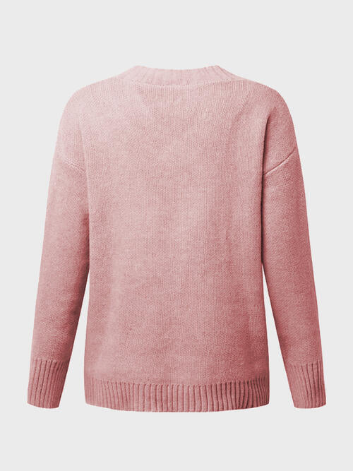 V-Neck Long Sleeve Knit Top Bazaarbey