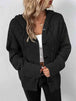 Button Up Drawstring Long Sleeve Hooded Cardigan Bazaarbey