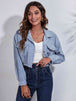 Collared Neck Dropped Shoulder Buttoned Jacket Bazaarbey