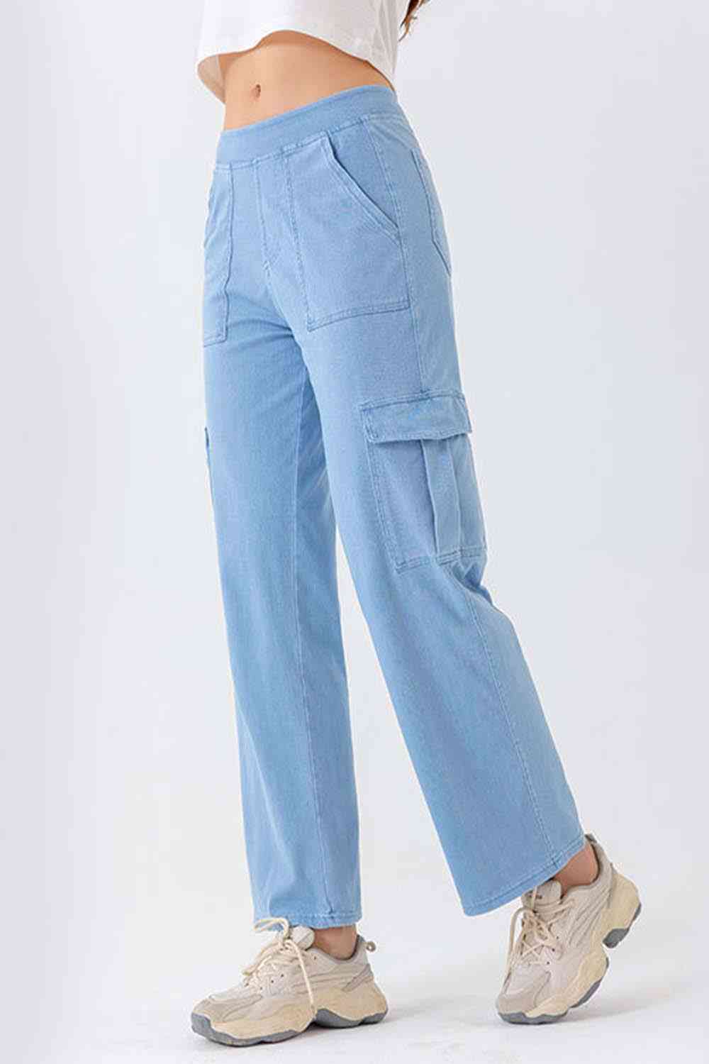 Buttoned Pocketed Long Jeans Trendsi