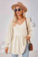 V-Neck Lantern Sleeve Blouse Bazaarbey