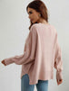 Exposed Seam Dropped Shoulder Slit Sweater Trendsi