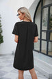 Notched Puff Sleeve Shift Dress -BazaarBey - www.shopbazaarbey.com
