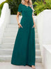 Round Neck Short Sleeve Maxi Dress with Pockets -BazaarBey - www.shopbazaarbey.com