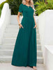 Round Neck Short Sleeve Maxi Dress with Pockets -BazaarBey - www.shopbazaarbey.com