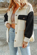 Contrast Button Down Sherpa Jacket Trendsi
