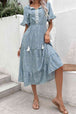 Printed Tassel Tie Flounce Sleeve Dress -BazaarBey - www.shopbazaarbey.com