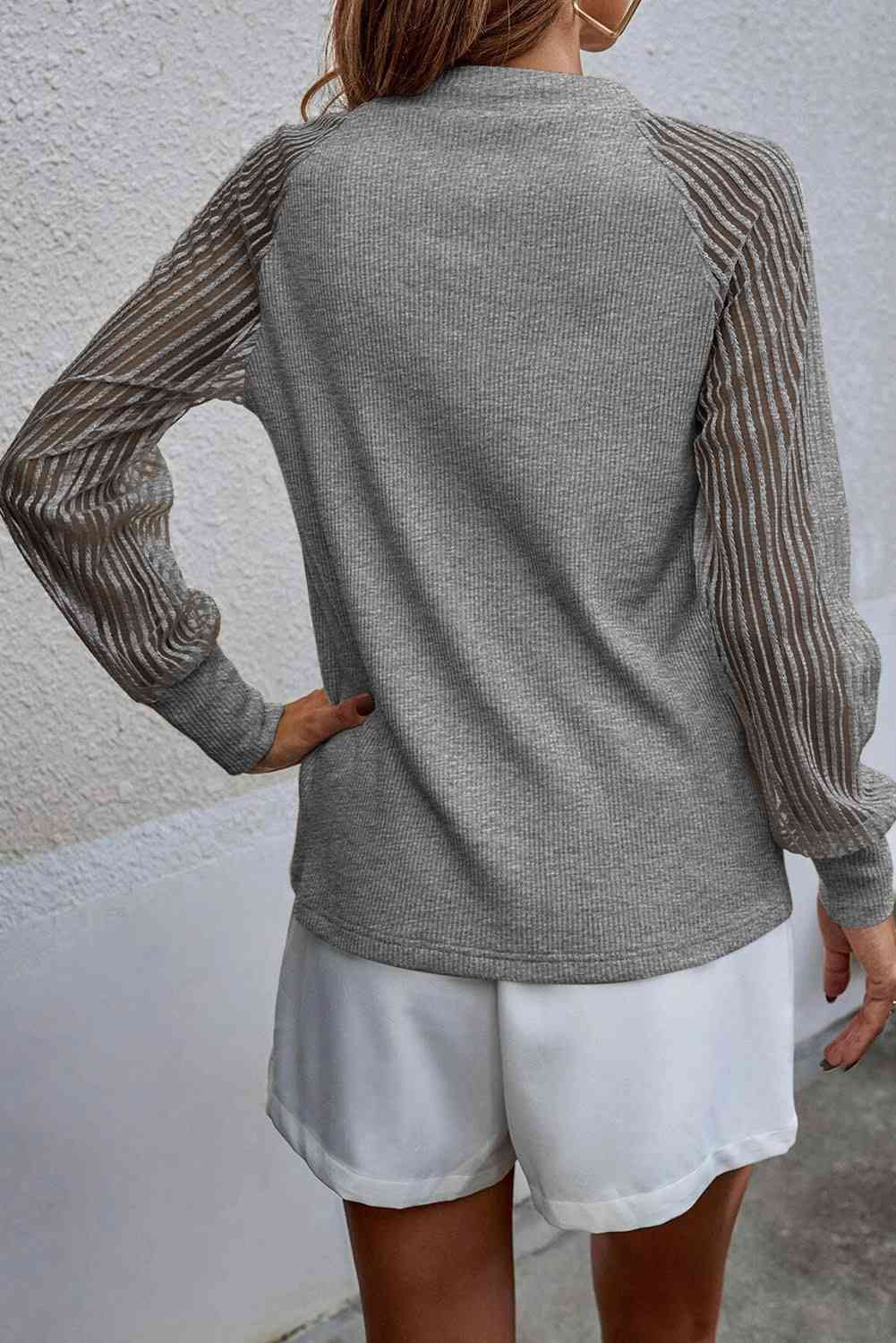 Round Neck Raglan Sleeve Knit Top Bazaarbey
