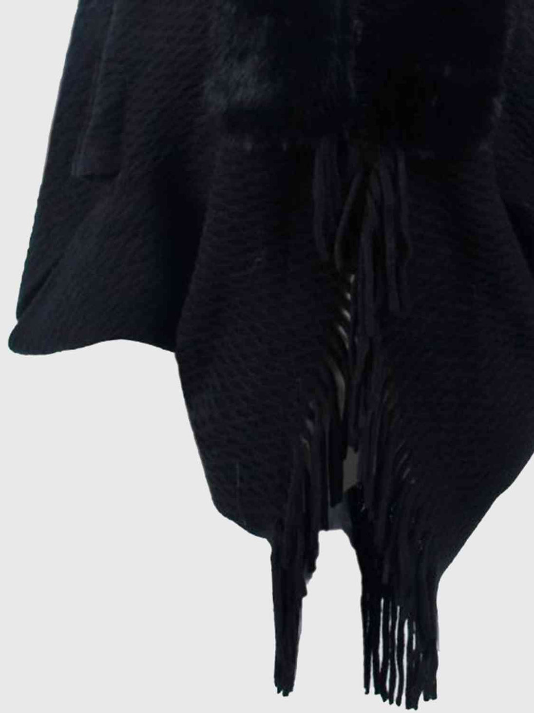 Open Front Fringe Hem Poncho Bazaarbey