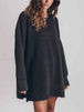 Openwork Round Neck Long Sleeve Slit Sweater Bazaarbey