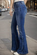 Plus Size High Waist Flare Jeans Bazaarbey