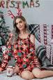 Christmas Asymmetrical Neck Long Sleeve Dress -BazaarBey - www.shopbazaarbey.com