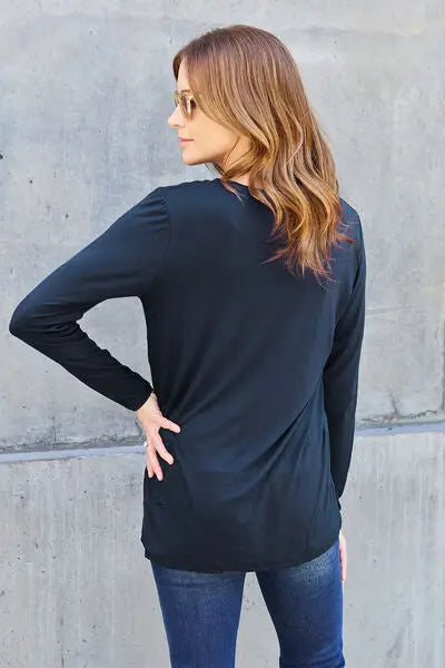  Full Size Round Neck Long Sleeve Top Trendsi
