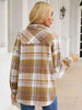 Snap Up Plaid Collared Neck Jacket with Pocket Trendsi