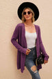 Openwork Horizontal Ribbing Open Front Cardigan Trendsi