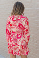 Printed Round Neck Frill Trim Dress -BazaarBey - www.shopbazaarbey.com