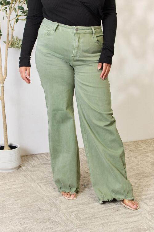   Raw Hem Wide-Leg Jeans Trendsi